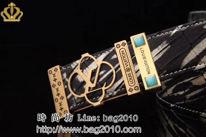 路易威登LV 2017夏季新款單面原版荔枝紋專櫃款 男士皮帶 LHG1006